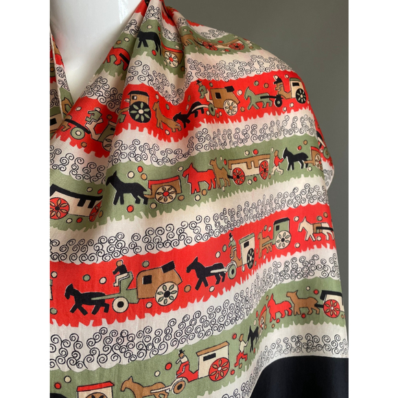 Vtg Novelty Amish Horse Buggy Print Scarf 17 Inches by 48 In Excellent Condition - Picture 5 of 8